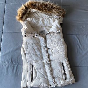 YMI fleece lined vest with faux fur hood